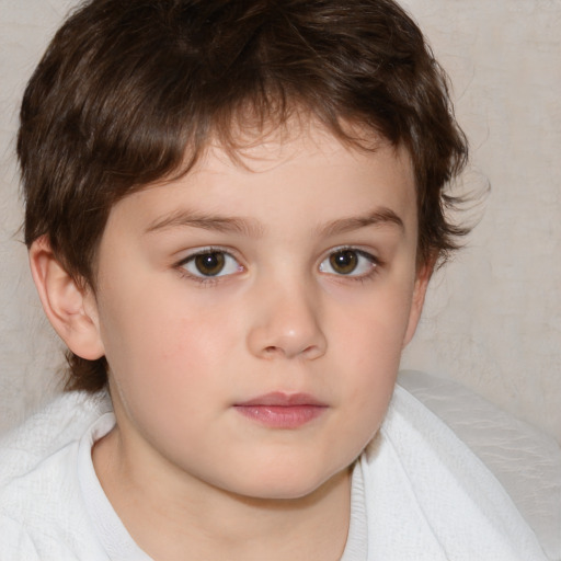 Neutral white child male with medium  brown hair and brown eyes