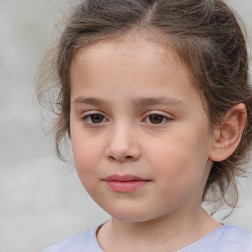 Neutral white child female with medium  brown hair and brown eyes