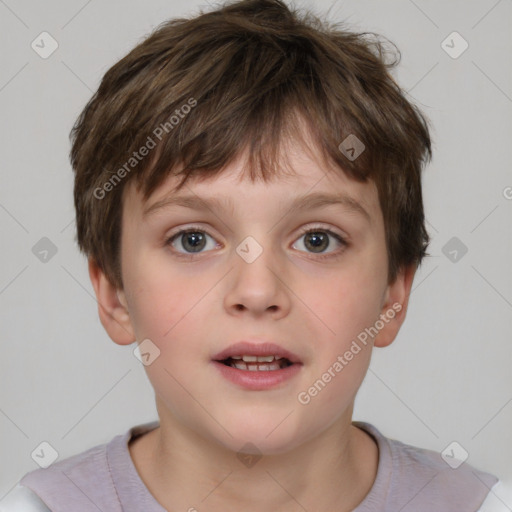 Neutral white child male with short  brown hair and brown eyes