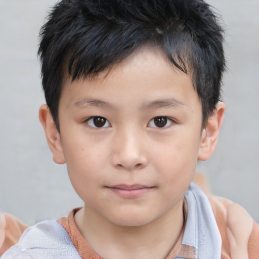 Neutral white child male with short  brown hair and brown eyes