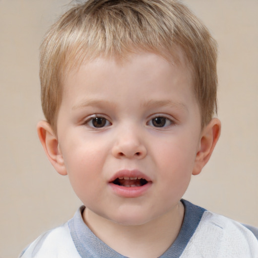 Neutral white child male with short  brown hair and brown eyes