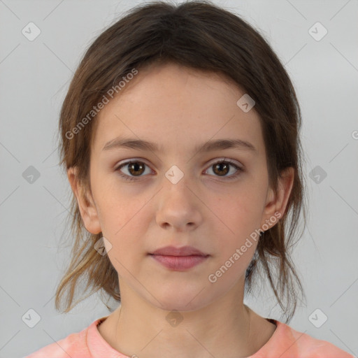 Neutral white child female with medium  brown hair and brown eyes