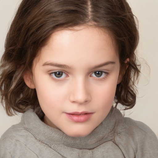 Neutral white child female with medium  brown hair and brown eyes