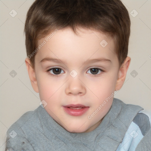 Neutral white child male with short  brown hair and brown eyes