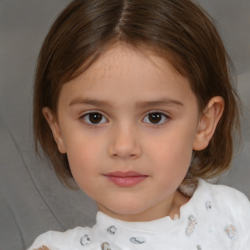 Neutral white child female with medium  brown hair and brown eyes