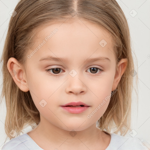 Neutral white child female with medium  brown hair and brown eyes