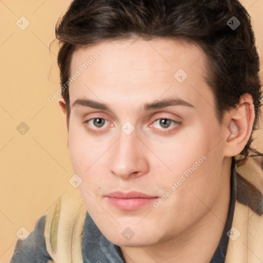 Neutral white young-adult male with medium  brown hair and brown eyes