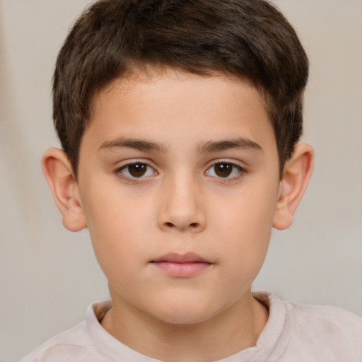 Neutral white child male with short  brown hair and brown eyes