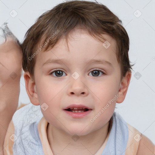 Neutral white child male with short  brown hair and brown eyes