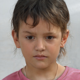 Neutral white child female with short  brown hair and brown eyes