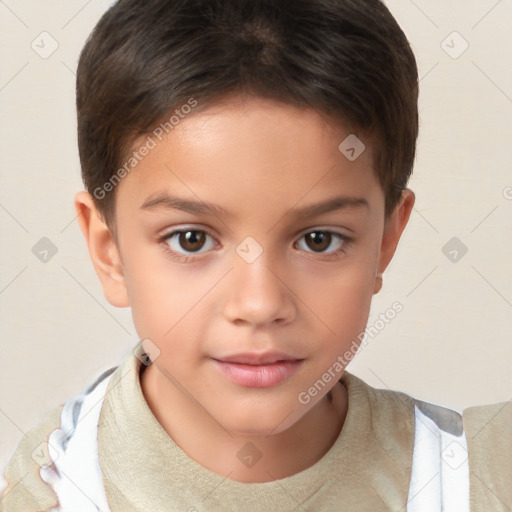 Neutral white child male with short  brown hair and brown eyes