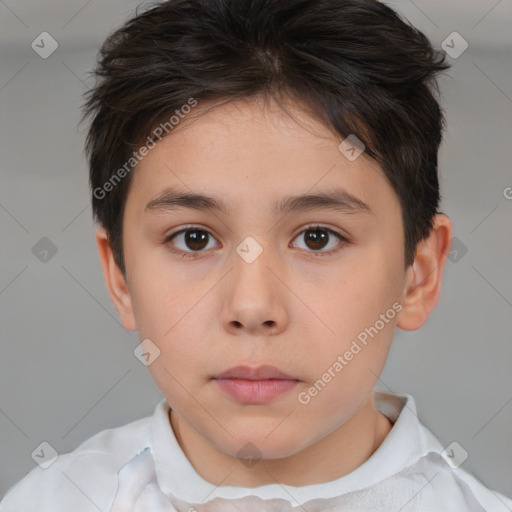 Neutral white child female with short  brown hair and brown eyes