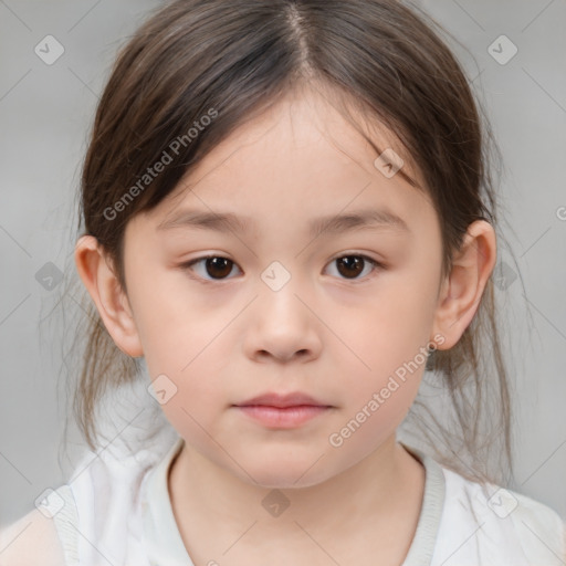 Neutral white child female with medium  brown hair and brown eyes