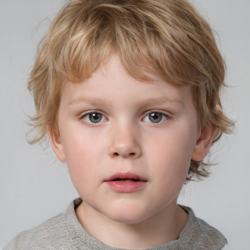 Neutral white child male with medium  brown hair and grey eyes