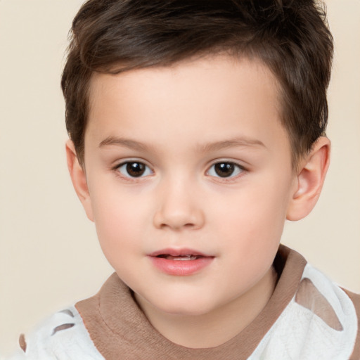 Neutral white child male with short  brown hair and brown eyes