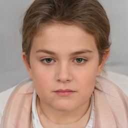 Neutral white child female with short  brown hair and brown eyes