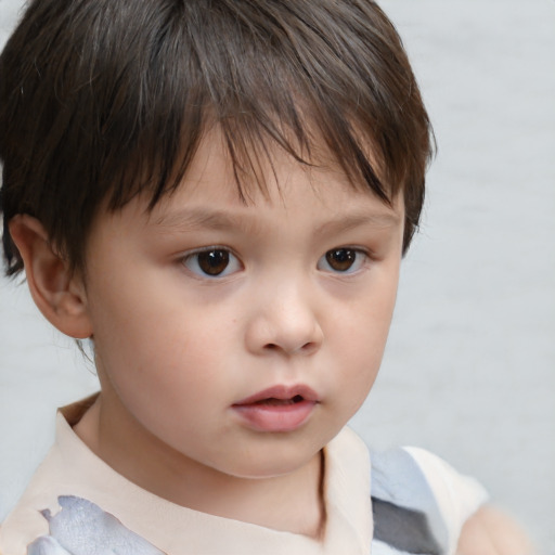 Neutral white child female with short  brown hair and brown eyes