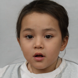 Neutral white child female with short  brown hair and brown eyes