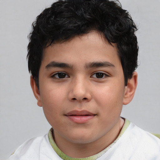 Neutral asian child male with short  brown hair and brown eyes