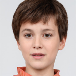 Neutral white child male with short  brown hair and brown eyes