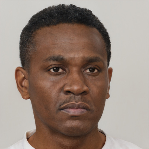 Neutral black young-adult male with short  brown hair and brown eyes
