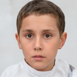 Neutral white child male with short  brown hair and brown eyes