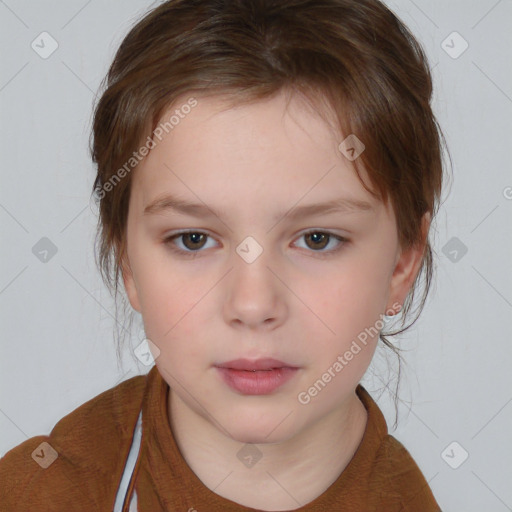 Neutral white child female with medium  brown hair and brown eyes