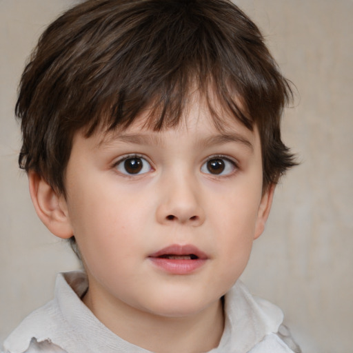 Neutral white child male with medium  brown hair and brown eyes