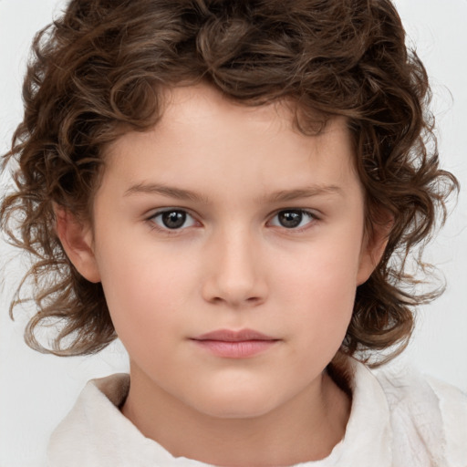 Neutral white child female with medium  brown hair and brown eyes