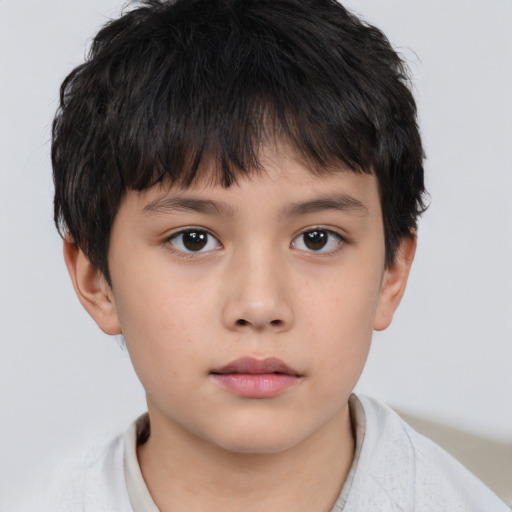 Neutral white child male with short  brown hair and brown eyes