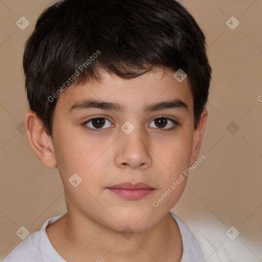 Neutral white child male with short  brown hair and brown eyes