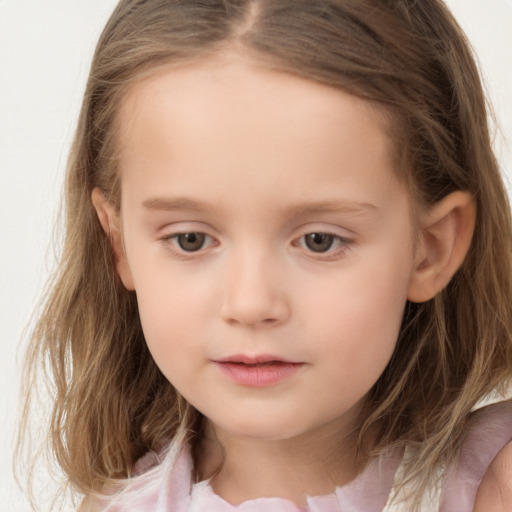 Neutral white child female with medium  brown hair and brown eyes