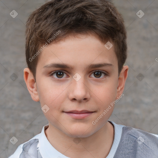 Neutral white child male with short  brown hair and brown eyes