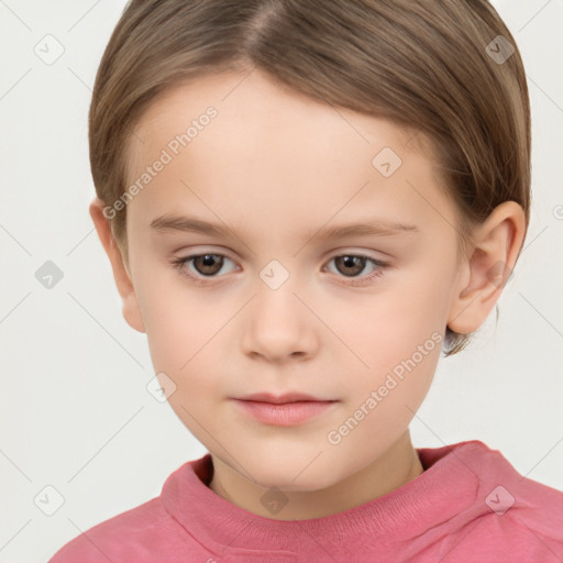 Neutral white child female with short  brown hair and brown eyes