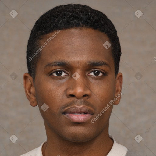 Neutral black young-adult male with short  brown hair and brown eyes