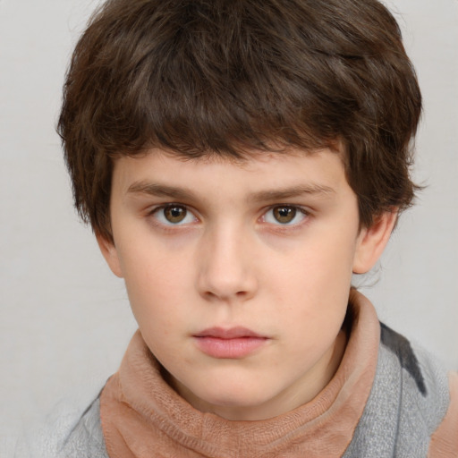 Neutral white child male with short  brown hair and brown eyes