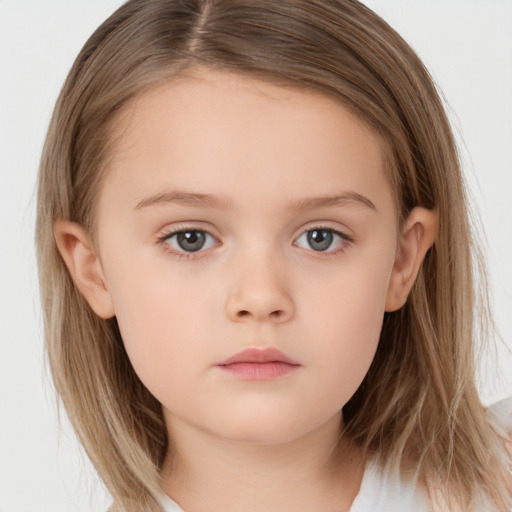 Neutral white child female with medium  brown hair and brown eyes