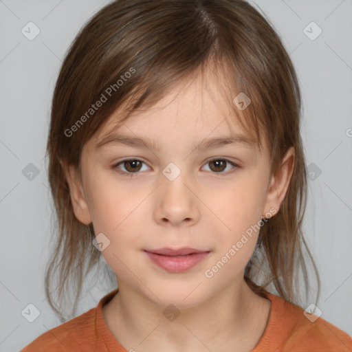 Neutral white child female with medium  brown hair and brown eyes