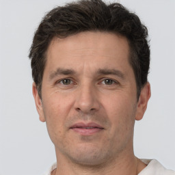 Neutral white adult male with short  brown hair and brown eyes