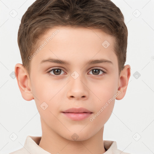 Neutral white child male with short  brown hair and brown eyes