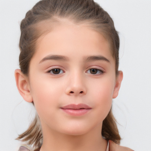 Neutral white child female with medium  brown hair and brown eyes