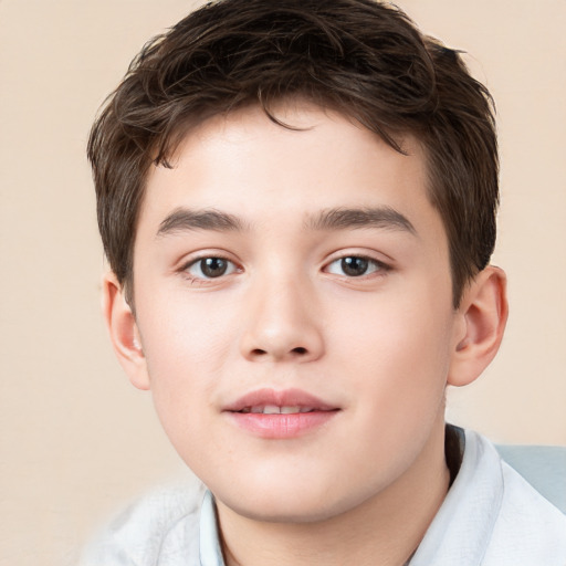 Neutral white child male with short  brown hair and brown eyes