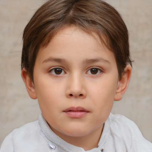 Neutral white child female with short  brown hair and brown eyes