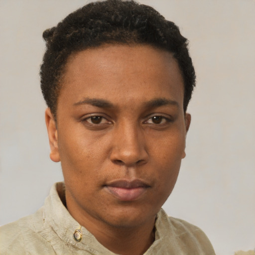 Neutral latino young-adult male with short  brown hair and brown eyes