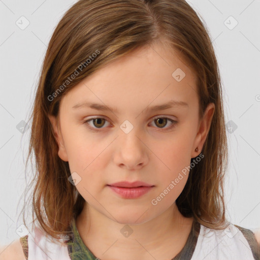 Neutral white child female with medium  brown hair and brown eyes