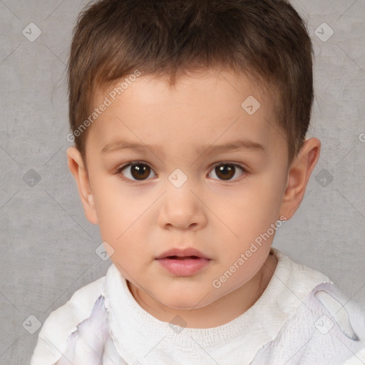 Neutral white child male with short  brown hair and brown eyes