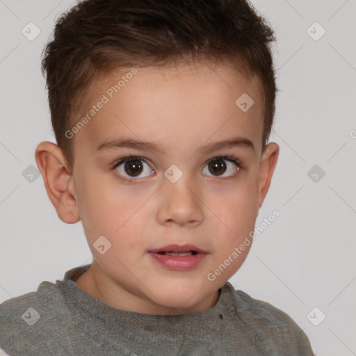 Neutral white child female with short  brown hair and brown eyes