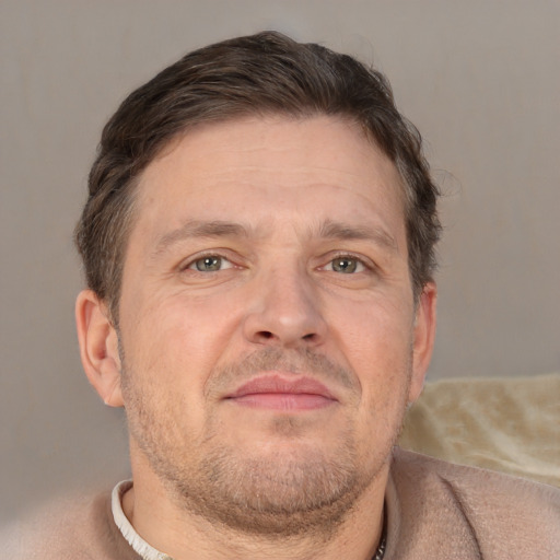 Neutral white adult male with short  brown hair and brown eyes