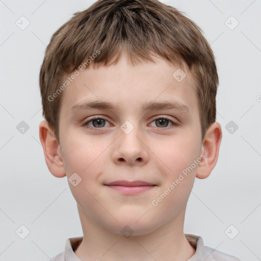 Neutral white child male with short  brown hair and brown eyes