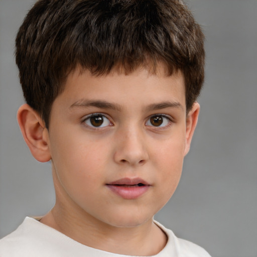 Neutral white child male with short  brown hair and brown eyes